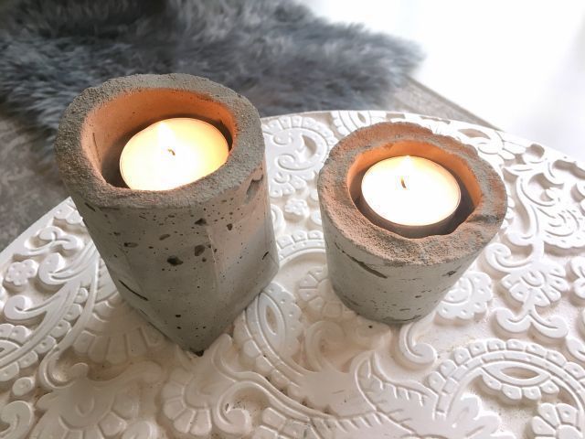 Raw materials in your interior give a tough look. So I made a candle holder out of cement and show you how